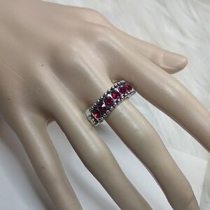 Paparazzi Silver Ring with Red Accents Strech